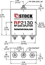 3-Way, RP-SMA Jack with Pin Contact, Wi-Fi, IEEE802.11 Splitter Combiner Data Sheet